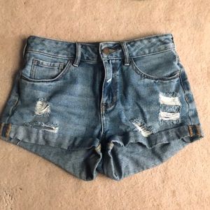 High Rise Denim Shorts